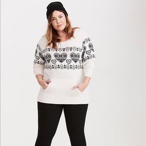 Torrid Fair Isle Heart Pocket Sweater size 5 26/28